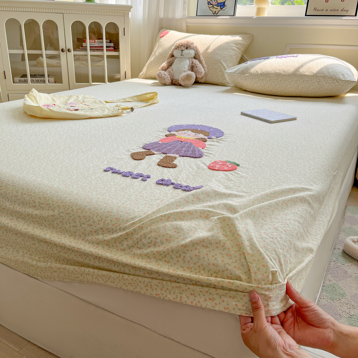 盼季家纺 2025新款水洗棉毛巾绣床笠系列（提供买家秀） 毛巾绣床笠-元气少女