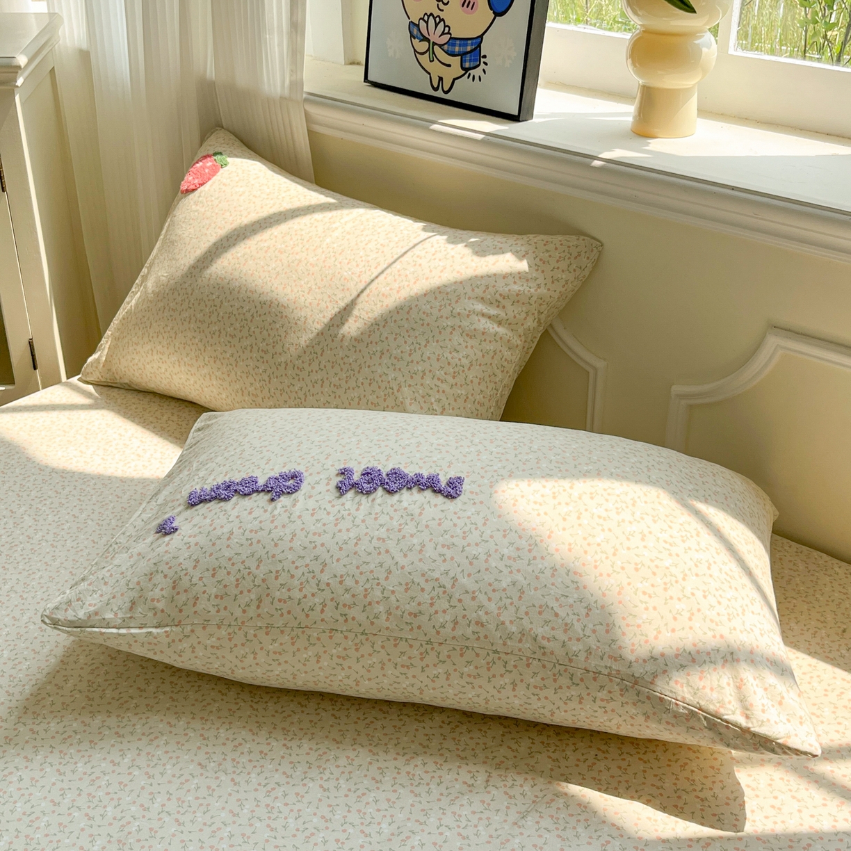 91家纺网 家纺一手货源 找家纺 盼季家纺 2025新款水洗棉毛巾绣床笠系列（提供买家秀） 毛巾绣床笠-元气少女