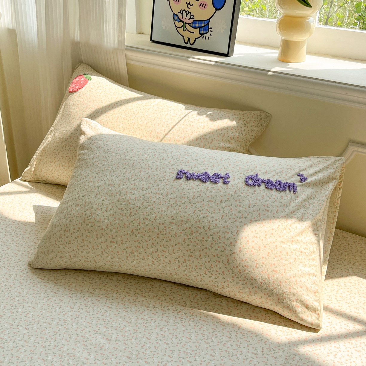 91家纺网 家纺一手货源 找家纺 盼季家纺 2025新款水洗棉毛巾绣床笠系列（提供买家秀） 毛巾绣床笠-元气少女