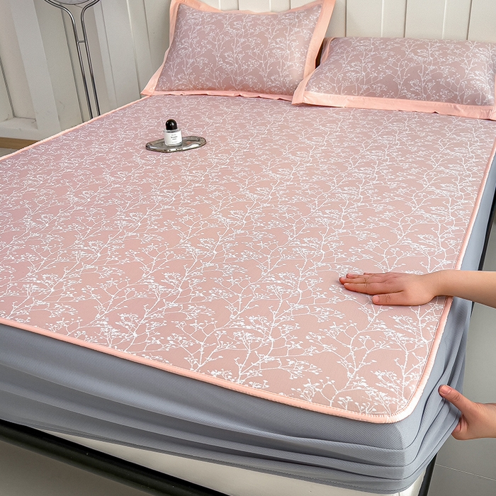 91家纺网 家纺一手货源 找家纺 （总）莱家富 2025新款A类乙纶凉席冰丝席-一叶枝枝