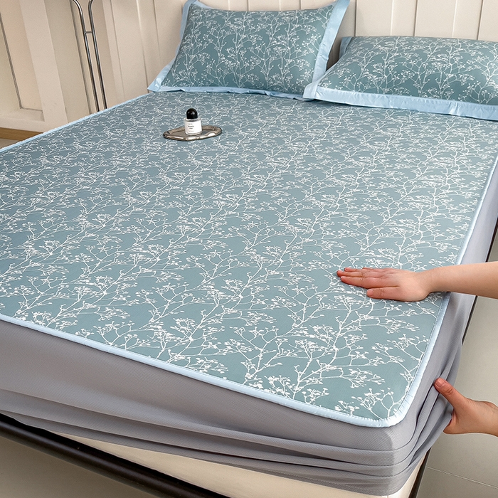 91家纺网 家纺一手货源 找家纺 （总）莱家富 2025新款A类乙纶凉席冰丝席-一叶枝枝