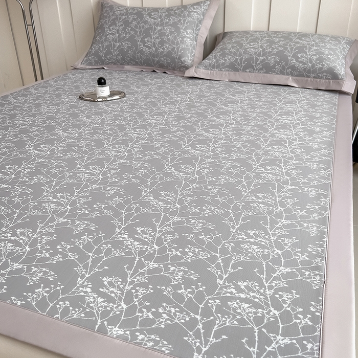 莱家富 2025新款A类乙纶凉席冰丝席-一叶枝枝 一叶枝枝-高级灰床席