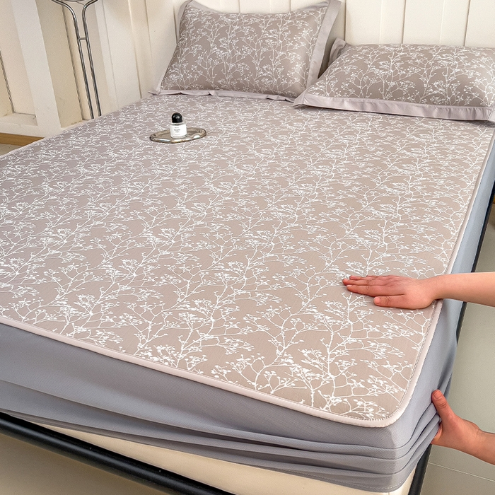 莱家富 2025新款A类乙纶凉席冰丝席-一叶枝枝 一叶枝枝-丝雾棕床笠