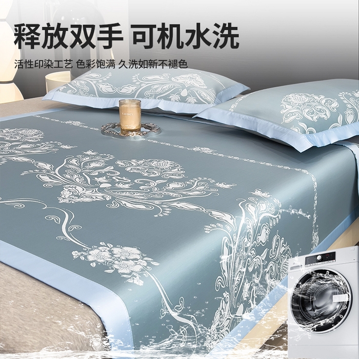 91家纺网 家纺一手货源 找家纺 （总）莱家富 2025新款A类乙纶凉席冰丝席-晓春烂漫
