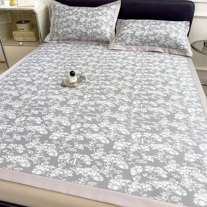 莱家富 2025新款A类乙纶凉席冰丝席-繁花 繁花-清雅灰床席