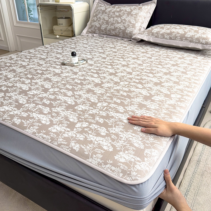 莱家富 2025新款A类乙纶凉席冰丝席-繁花 繁花-丝雾棕床笠