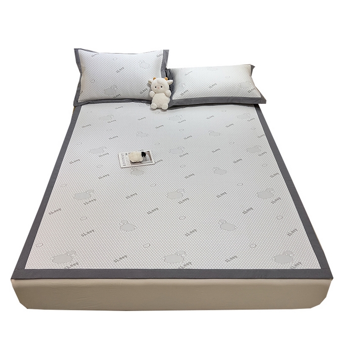 91家纺网 家纺一手货源 找家纺 莱家富 2025新款A类凉感豆豆凉席冰丝席-sheep小羊 sheep-高级灰床席款