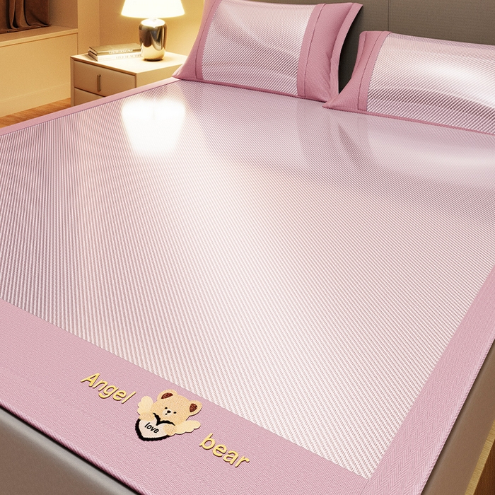 莱家富 2025新款轻柔丝凉席冰丝席-欢乐熊 冰川粉-床席款