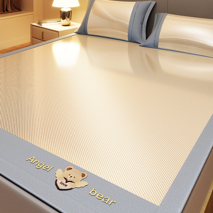 莱家富 2025新款轻柔丝凉席冰丝席-欢乐熊 柠檬黄-床席款