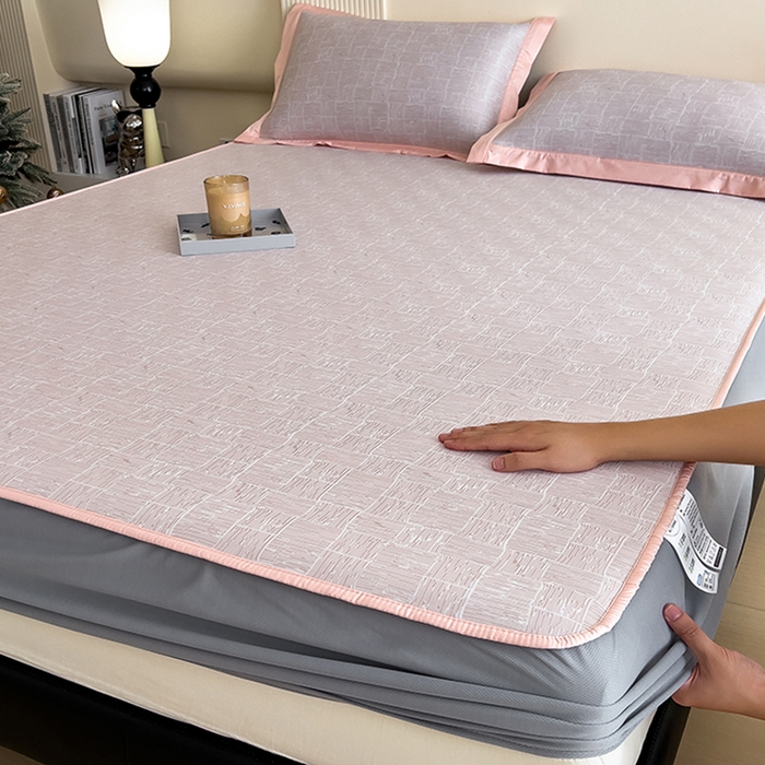 莱家富 2025新款A类乙纶凉席冰丝席-斑斓 冰川粉-床笠