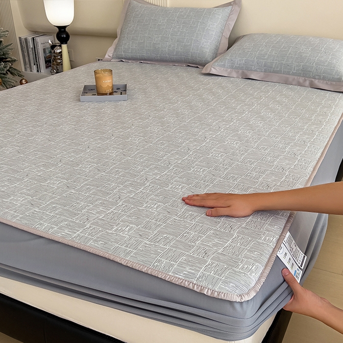 莱家富 2025新款A类乙纶凉席冰丝席-斑斓 素雅灰-床笠