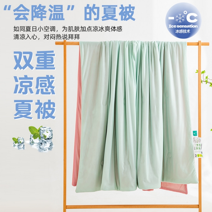 91家纺网 家纺一手货源 找家纺 （总）莱家富 2025新款A类云母凉感丝冰淇淋夏被天丝瓜瓜夏被夏凉被空调被