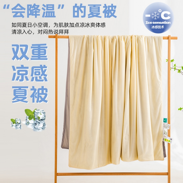 91家纺网 家纺一手货源 找家纺 （总）莱家富 2025新款A类云母凉感丝冰淇淋夏被天丝瓜瓜夏被夏凉被空调被
