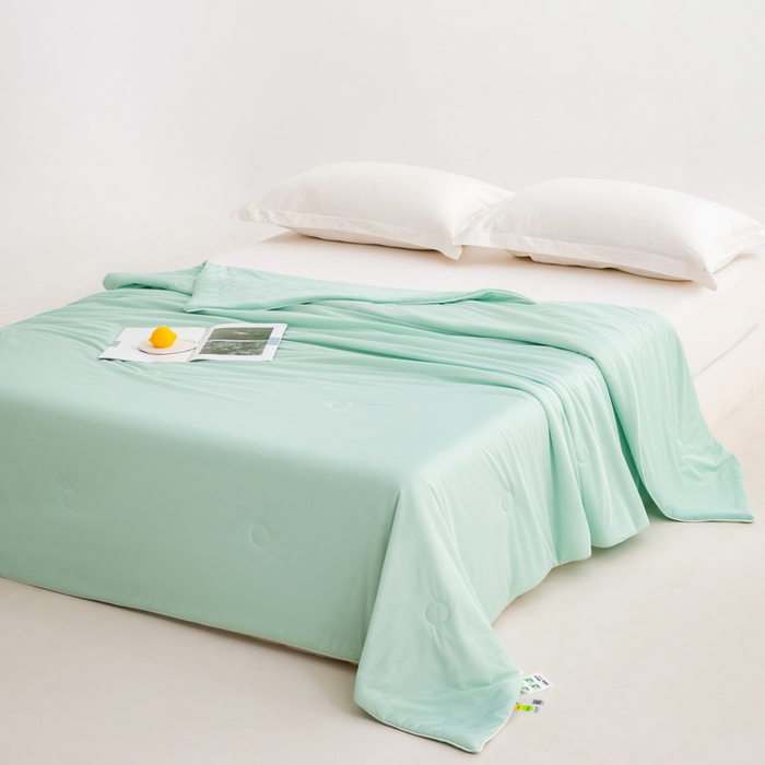 91家纺网 家纺一手货源 找家纺 莱家富 2025新款A类云母凉感丝冰淇淋夏被天丝瓜瓜夏被夏凉被空调被 优雅绿