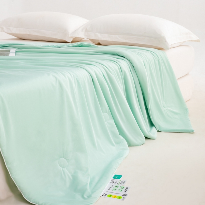 91家纺网 家纺一手货源 找家纺 莱家富 2025新款A类云母凉感丝冰淇淋夏被天丝瓜瓜夏被夏凉被空调被 优雅绿