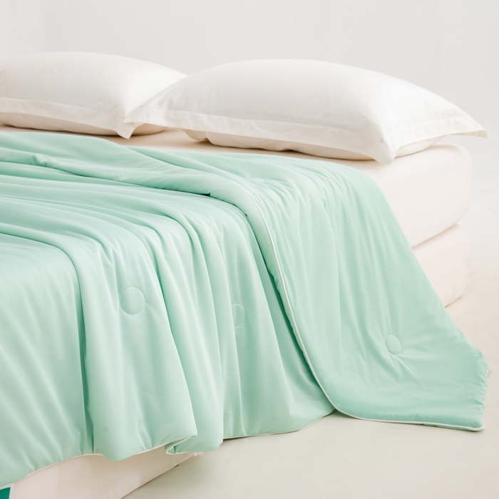 91家纺网 家纺一手货源 找家纺 莱家富 2025新款A类云母凉感丝冰淇淋夏被天丝瓜瓜夏被夏凉被空调被 优雅绿