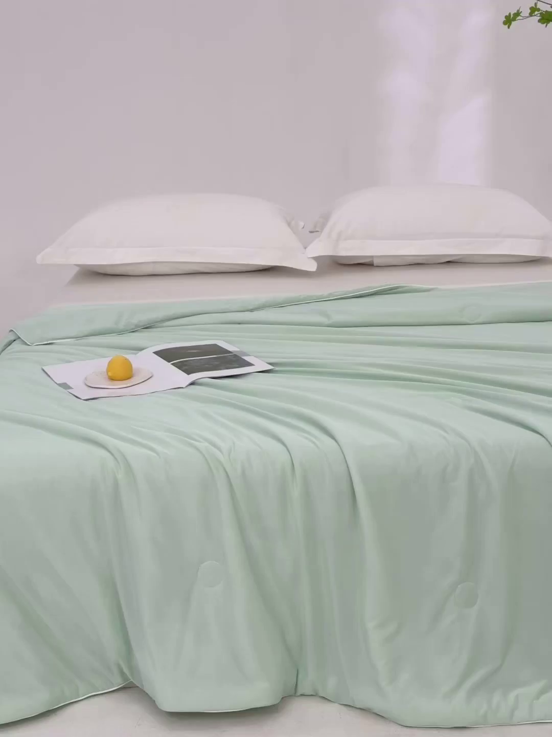 91家纺网 家纺一手货源 找家纺 莱家富 2025新款A类云母凉感丝冰淇淋夏被天丝瓜瓜夏被夏凉被空调被 优雅绿