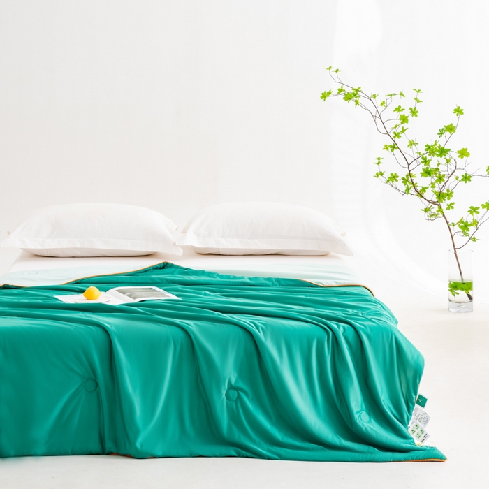 91家纺网 家纺一手货源 找家纺 莱家富 2025新款A类云母凉感丝冰淇淋夏被天丝瓜瓜夏被夏凉被空调被 西瓜绿