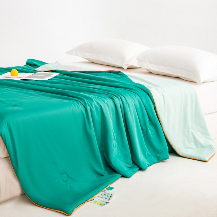 91家纺网 家纺一手货源 找家纺 莱家富 2025新款A类云母凉感丝冰淇淋夏被天丝瓜瓜夏被夏凉被空调被 西瓜绿