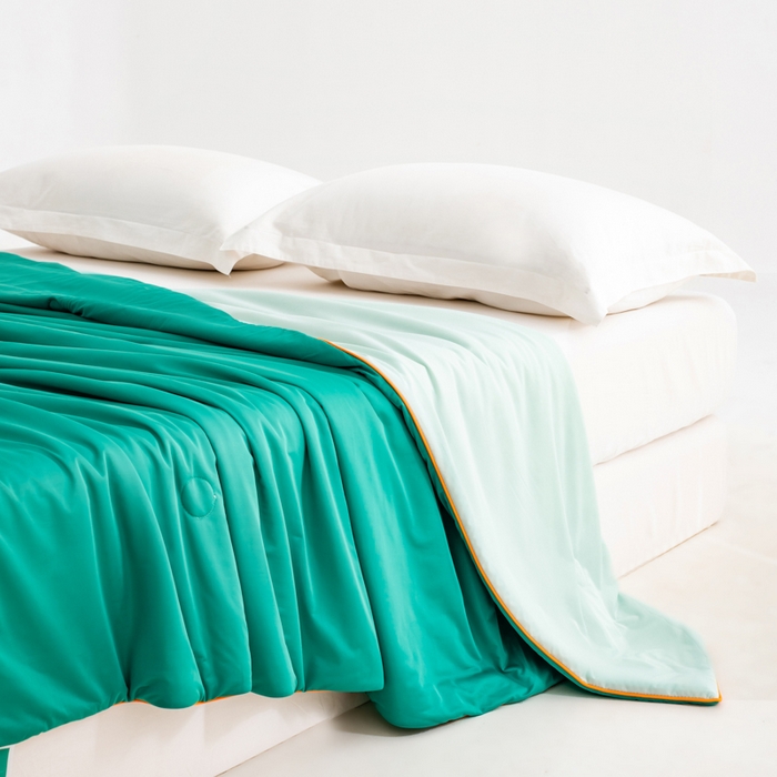 91家纺网 家纺一手货源 找家纺 莱家富 2025新款A类云母凉感丝冰淇淋夏被天丝瓜瓜夏被夏凉被空调被 西瓜绿