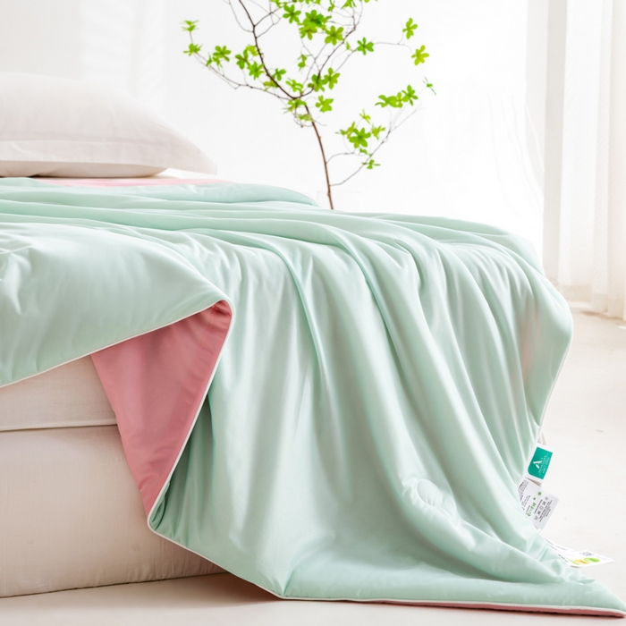 91家纺网 家纺一手货源 找家纺 莱家富 2025新款A类云母凉感丝冰淇淋夏被天丝瓜瓜夏被夏凉被空调被 蜜瓜粉