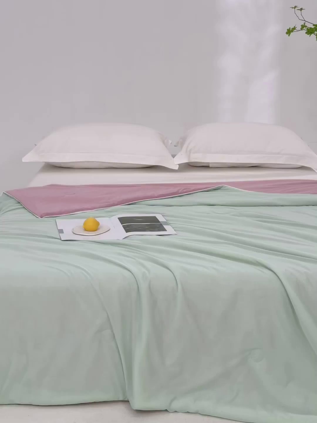 91家纺网 家纺一手货源 找家纺 莱家富 2025新款A类云母凉感丝冰淇淋夏被天丝瓜瓜夏被夏凉被空调被 蜜瓜粉