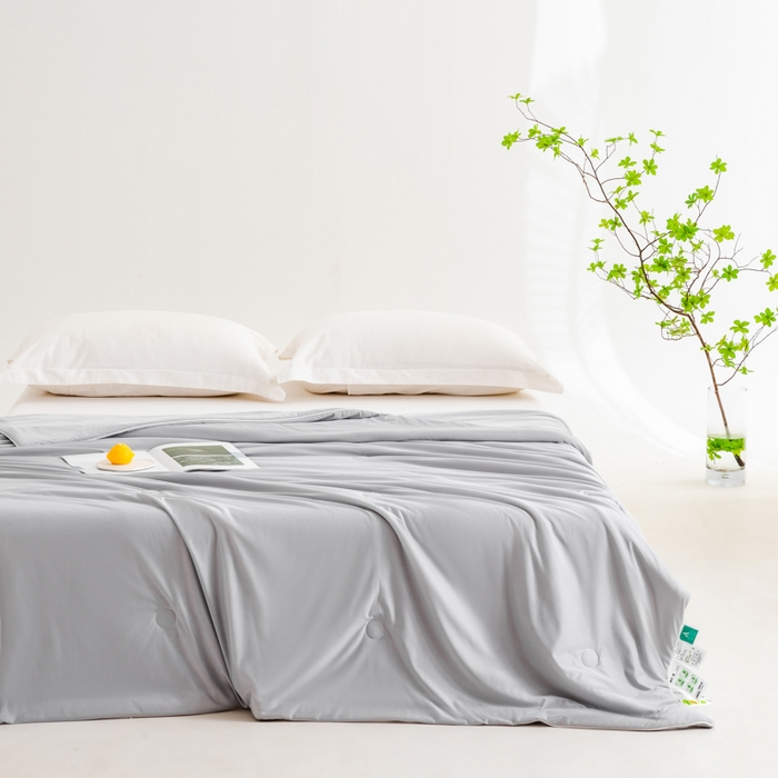 91家纺网 家纺一手货源 找家纺 莱家富 2025新款A类云母凉感丝冰淇淋夏被天丝瓜瓜夏被夏凉被空调被 冰川灰