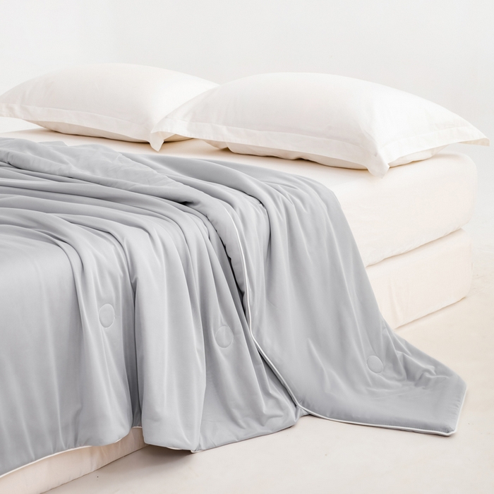 91家纺网 家纺一手货源 找家纺 莱家富 2025新款A类云母凉感丝冰淇淋夏被天丝瓜瓜夏被夏凉被空调被 冰川灰