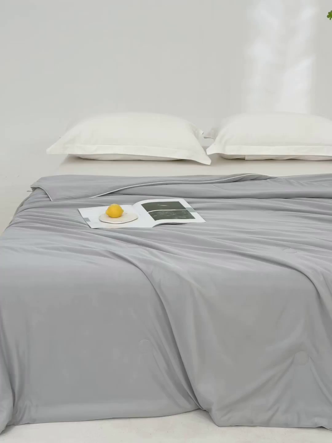 91家纺网 家纺一手货源 找家纺 莱家富 2025新款A类云母凉感丝冰淇淋夏被天丝瓜瓜夏被夏凉被空调被 冰川灰