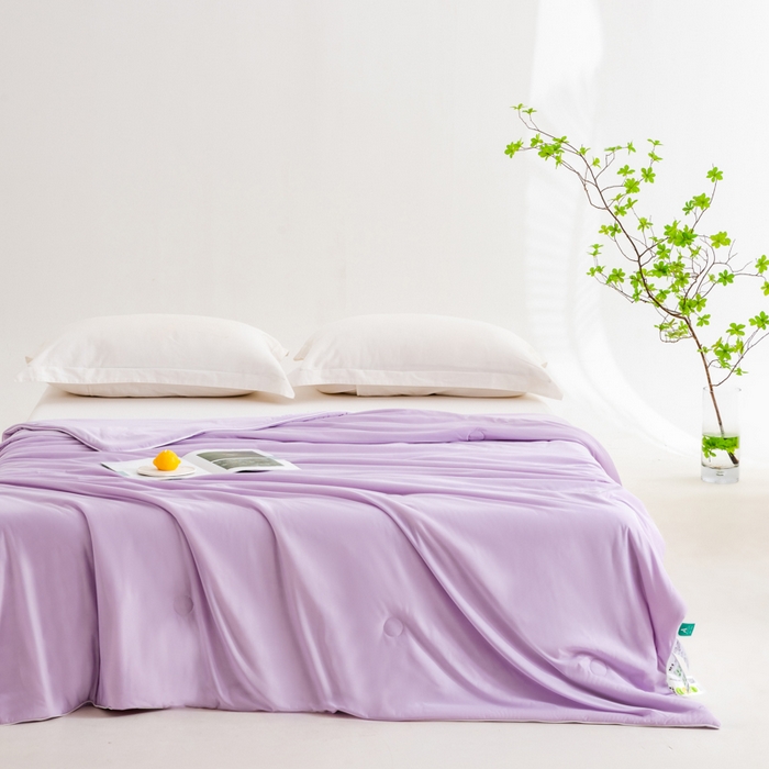 91家纺网 家纺一手货源 找家纺 莱家富 2025新款A类云母凉感丝冰淇淋夏被天丝瓜瓜夏被夏凉被空调被 丁香紫