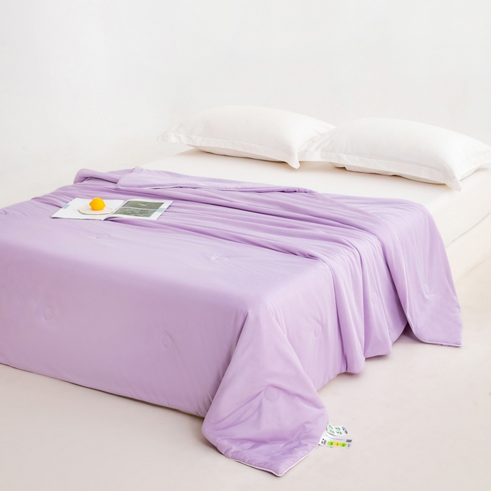 91家纺网 家纺一手货源 找家纺 莱家富 2025新款A类云母凉感丝冰淇淋夏被天丝瓜瓜夏被夏凉被空调被 丁香紫