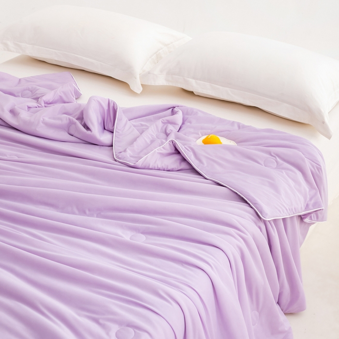 91家纺网 家纺一手货源 找家纺 莱家富 2025新款A类云母凉感丝冰淇淋夏被天丝瓜瓜夏被夏凉被空调被 丁香紫