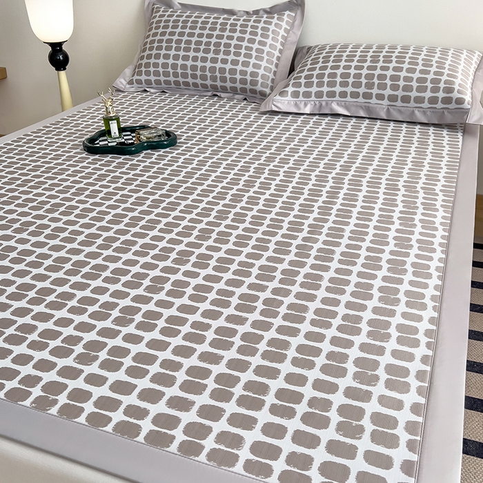 91家纺网 家纺一手货源 找家纺 莱家富 2025新款乙纶凉席冰丝席-绮梦 咖啡棕-床席款