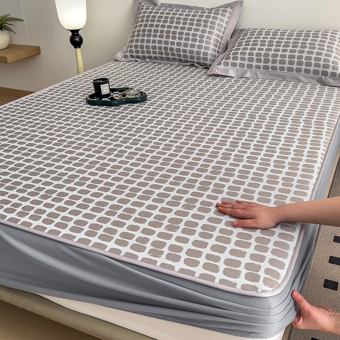 莱家富 2025新款乙纶凉席冰丝席-绮梦 咖啡棕-床笠款