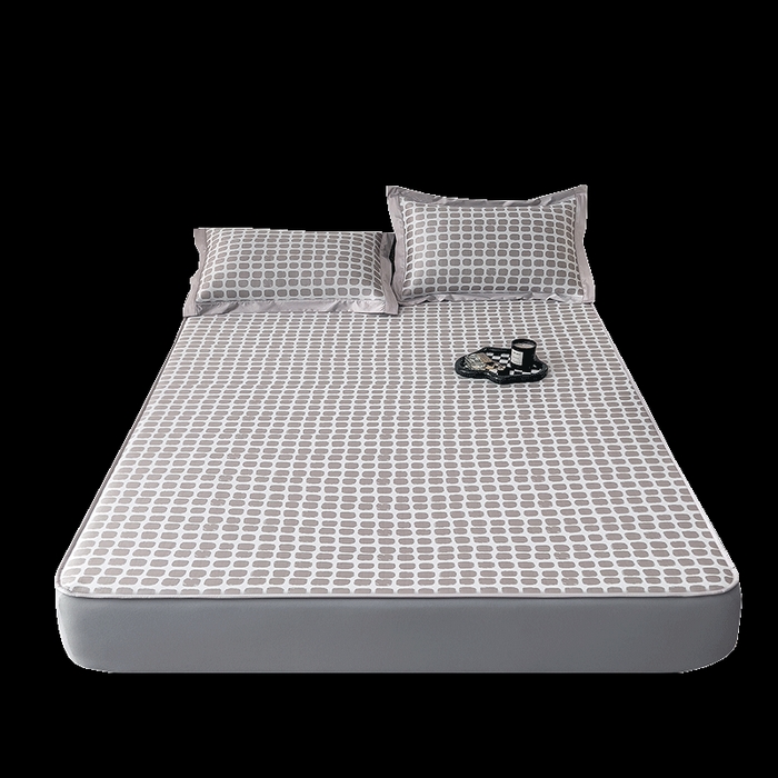 91家纺网 家纺一手货源 找家纺 莱家富 2025新款乙纶凉席冰丝席-绮梦 咖啡棕-床笠款