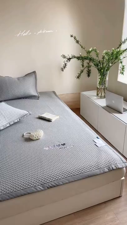 91家纺网 家纺一手货源 找家纺 莱家富 2025新款3D凉豆豆凉席系列-秘豆 灰