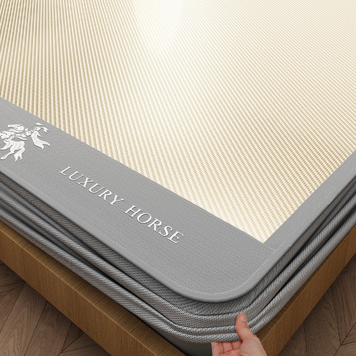 91家纺网 家纺一手货源 找家纺 莱家富 2025新款A类轻柔丝凉感凉席冰丝席-文森特 文森特-柠檬黄（床笠款）