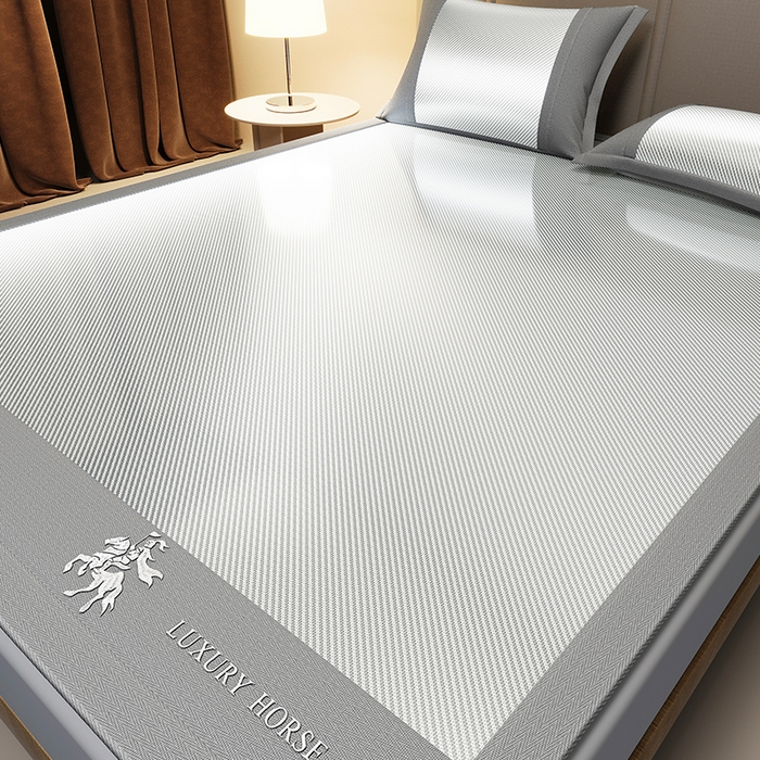 91家纺网 家纺一手货源 找家纺 莱家富 2025新款A类轻柔丝凉感凉席冰丝席-文森特 文森特-高级灰（床席款）