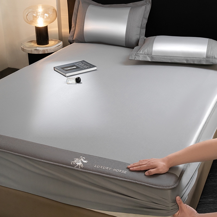 91家纺网 家纺一手货源 找家纺 莱家富 2025新款A类轻柔丝凉感凉席冰丝席-文森特 文森特-高级灰（床笠款）