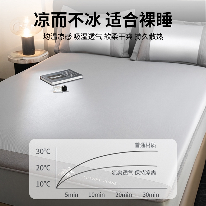 91家纺网 家纺一手货源 找家纺 莱家富 2025新款A类轻柔丝凉感凉席冰丝席-文森特 文森特-高级灰（床笠款）