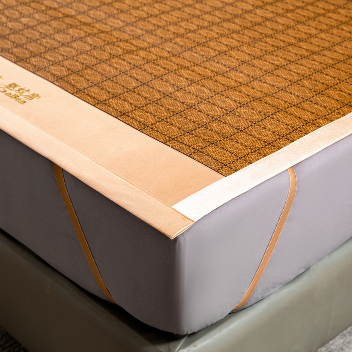 91家纺网 家纺一手货源 找家纺 莱家富 2025新款艾草刺绣藤席套件 艾草-罗马格