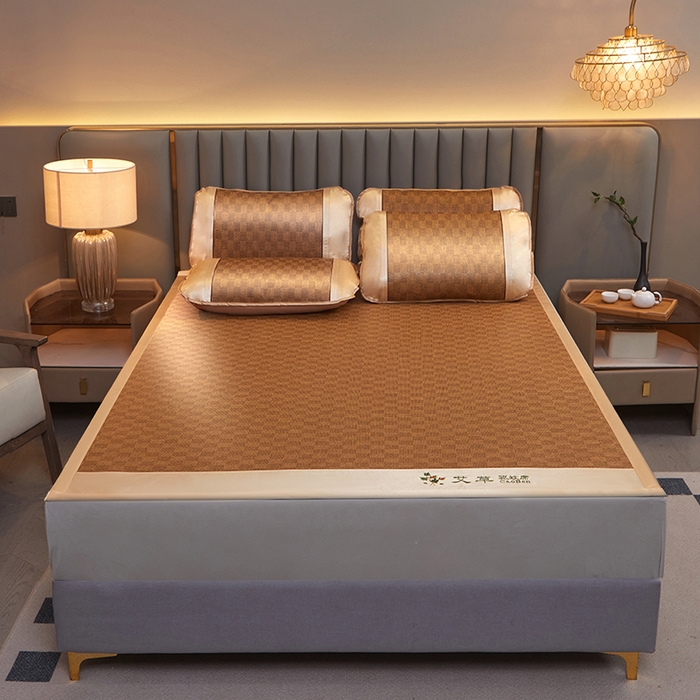 莱家富 2025新款艾草刺绣藤席套件 艾草经典格