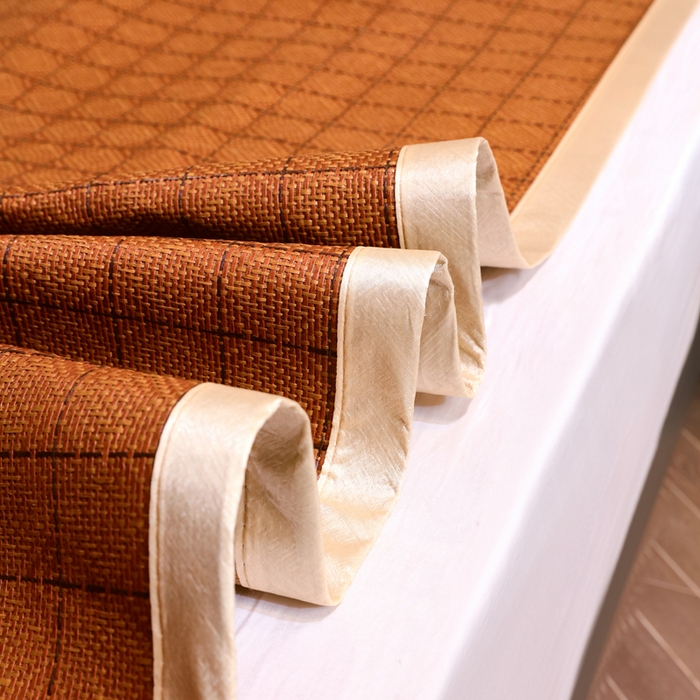 91家纺网 家纺一手货源 找家纺 莱家富 2025新款双面艾草刺绣藤席套件 双面席罗马格