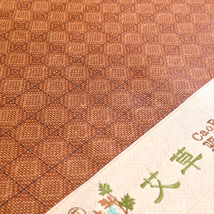 91家纺网 家纺一手货源 找家纺 莱家富 2025新款双面艾草刺绣藤席套件 双面席罗马格