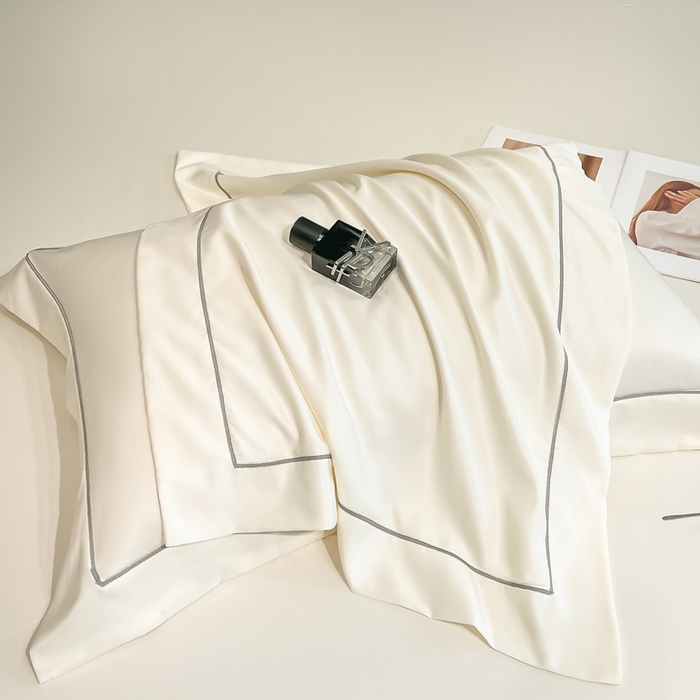 91家纺网 家纺一手货源 找家纺 露梦家纺 2025新款纯色冰丝凉感星辰枕套 奶白