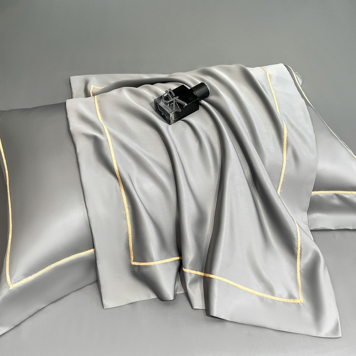 91家纺网 家纺一手货源 找家纺 露梦家纺 2025新款纯色冰丝凉感星辰枕套 深灰