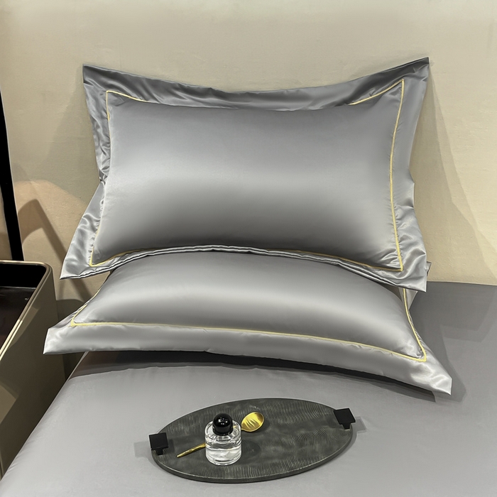 露梦家纺 2025新款纯色冰丝凉感星辰枕套 深灰