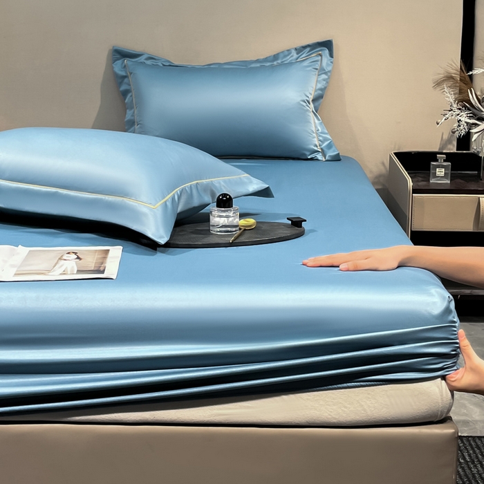 91家纺网 家纺一手货源 找家纺 露梦家纺 2025新款纯色冰丝凉感星辰枕套 冰蓝