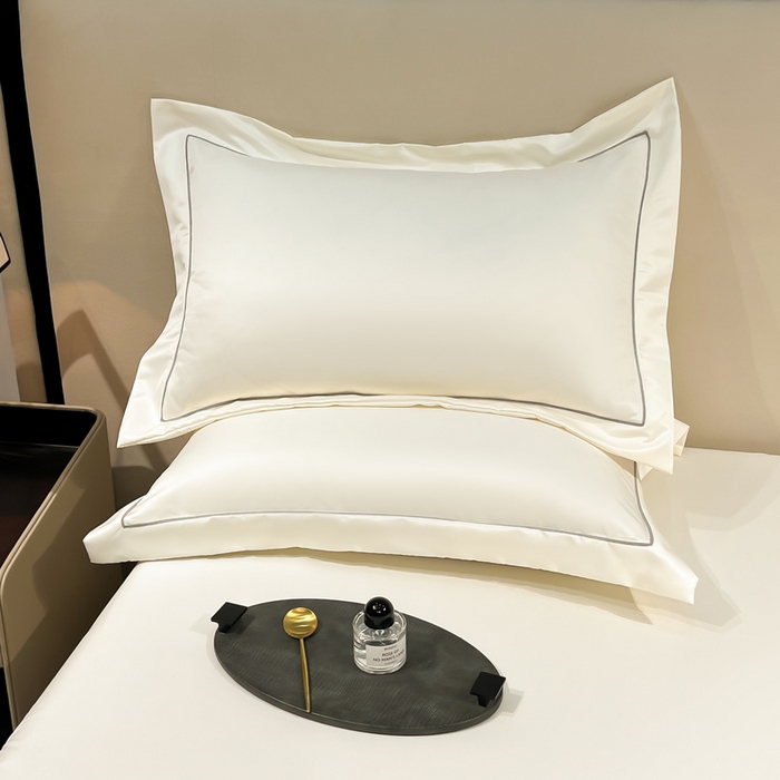 露梦家纺 2025新款纯色冰丝凉感星辰枕套 奶白