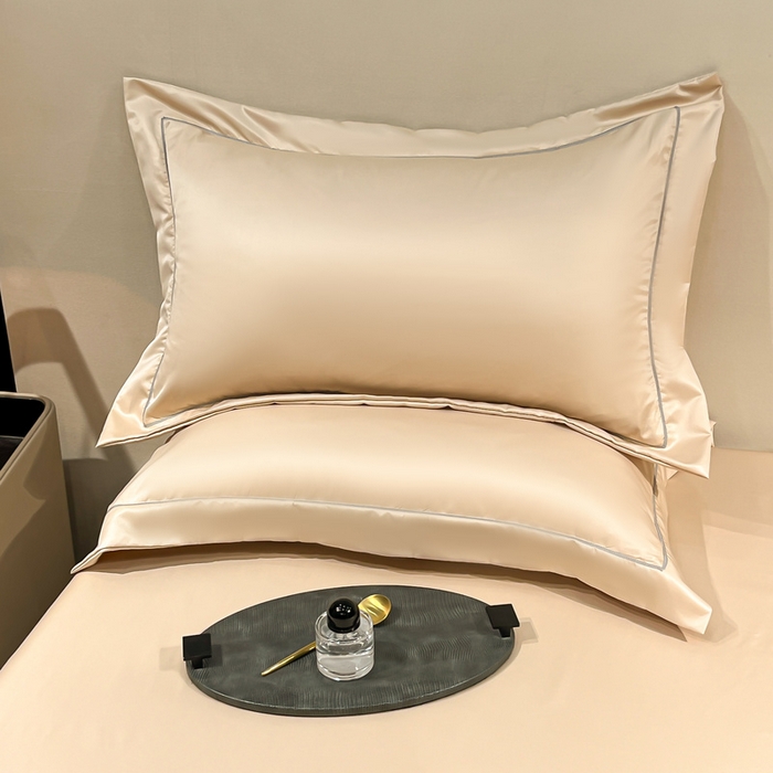 露梦家纺 2025新款纯色冰丝凉感星辰枕套 香槟